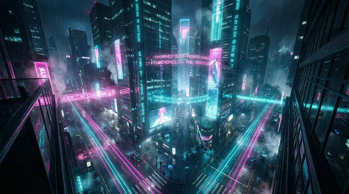 幼女战记 竖屏短剧平台首页背景 - 赛博朋克都市夜景